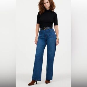 NWT black Madewell Emmett wide leg Jean w patch pocket sz 31